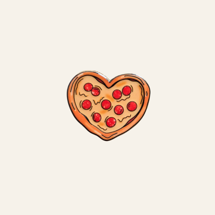 Heart Pizza Metal Charm