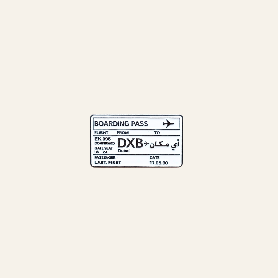 Dubai Boarding Pass Metal Charm