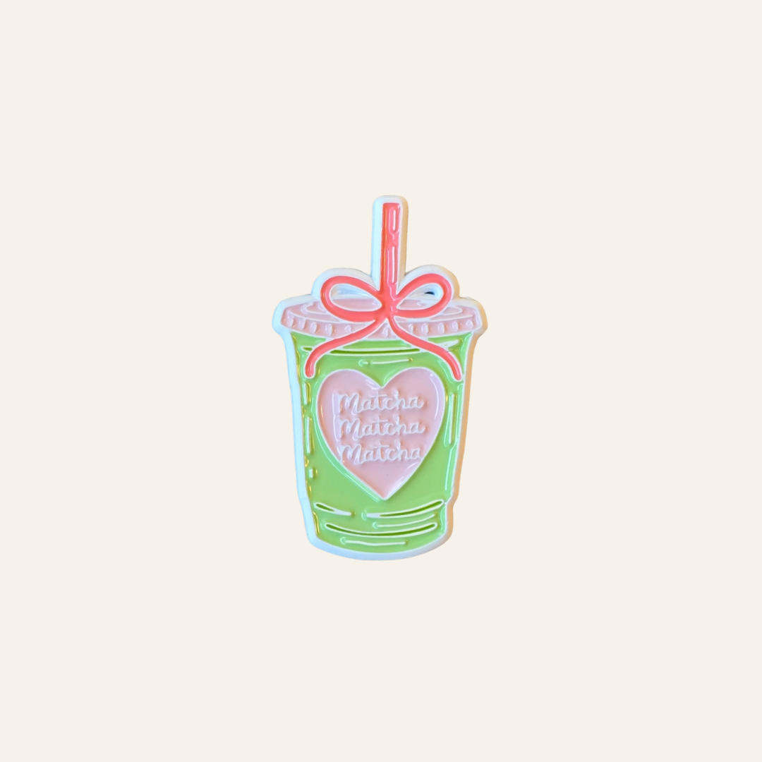 Matcha with a Bow Straw Metal Charm