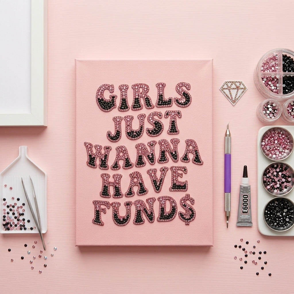 DIY Bedazzle Canvas Kit: Girls Just Wanna Have Funds